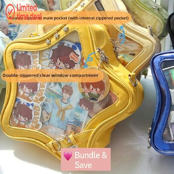 Kawaii Ita Backpack with Clear Display Window, Adjustable Straps, Y2K Aesthetic - Picture 5 of 7